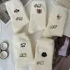 Calcetines de Media Caña para Mujer Estilo Otoño e Invierno Gruesos Invierno Lindo Blanco Puro para Dormir Postparto Piso Forro Polar Cálidos y Esponjosos