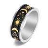 Amazon Supply Anillo de Estrella Luna Sol Estilo Bohemio Acero de Titanio Simple Dominante para Hombres y Mujeres en Stock
