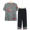 Conjunto de Verão para Vovó Roupas para Mulheres de Meia-idade e Idosas Mãe Conjunto de Duas Peças de Manga Curta Senhora de 60-70 Anos Cardigã Solto de Verão