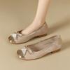 Nuevos Zapatos Planos Plateados para Mujer 2025 con Moño, Punta Cuadrada Baja, Mocasines Versátiles Casuales de Suela Suave de Dos Vías