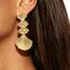 E15037 Brincos de Franja com Folha de Ginkgo Exagerada e Design Único, Brincos da Moda com um Toque de Luxo e Elegância de Alto Padrão