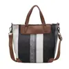 Bolso de Mano de Moda Estilo Coreano Nuevo, Bolso Cruzado de Hombro Casual de Lona Rayada Grande y Simple, Gran Capacidad