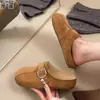 Versión de cuero de zapatos Birkenstock sin talón ultra suaves de suela gruesa para mujer, zapatos perezosos de meter, mules, medias pantuflas de punta cerrada