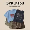 Conjunto Casual de Verão para Meninos Estampa de Tomate Manga Curta + Colete com Shorts Cargo Estilo Coreano Conjunto Infantil Multipeças