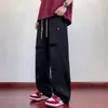 Jeans plissado retrô americano para homens, estilo fino primavera/verão, calças casuais versáteis de alta costura da moda, corte reto solto para trabalho