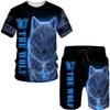 Camiseta de traje para hombre, gran oferta, impresión digital 3D transfronteriza, estampado de león y tigre, traje deportivo de ocio para hombre