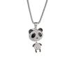 Collar Creativo Genial de Calle Lleno de Diamantes de Pequeño Panda Cadena Larga para Suéter Todo Fósforo Accesorios para Suéter