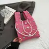 Bolsa Pequena Tecida Estilo Coreano para Mulheres Nova Tendência Moda Primavera 2026 Bolsa de Mão Nicho Elegante Bolsa Transversal com Corrente de Pérolas