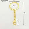Set de 3 llaveros con cierre de langosta bañado en oro metálico con cadena y colgante, accesorios para joyería DIY