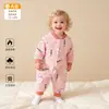 Pijama de una sola pieza hecho de forro polar de coral grueso, cálido y protector contra el frío, suave y amigable con la piel, a prueba de viento y protector del vientre para bebés, adecuado para uso en casa
