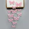 Decoración de mariposa de papel con simulación tridimensional 3D, accesorios de joyería de mariposa hueca tridimensional con textura metálica, pegatinas de pared para el hogar al por mayor
