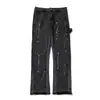 Ga Venta al por Mayor Comercio Exterior Transfronterizo Marca de Moda Jeans de Mezclilla Acampanados Lavados Desgastados Patchwork Unisex