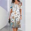 2024 Comercio Exterior Transfronterizo Hermosa Falda Casual de Línea A para Mujer con Estampado Digital 3D Verano Elegante en Forma de O