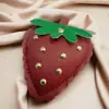 Bolsa Pingente Formato de Morango Pingente de Chaveiro de Couro Morango Estéreo Pingente de Chaveiro de Fruta Ins