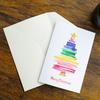 Tarjetas de felicitación navideñas de árbol de Navidad de acuarela de cuatro lados transfronterizas con sobres tarjetas de felicitación navideñas pintadas a mano tarjetas de felicitación navideñas