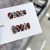 Uñas de fototerapia puras hechas a mano leopardo rico para llevar uñas al por mayor acabado parche de uñas ojo de gato muestra temperamento blanco