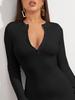 Colección Otoño/Invierno 2026 Nueva Marca Independiente Transfronteriza Europea y Americana Cuello en V Ajustado Manga Larga Sexy Bodycon Vestido Corto para Mujer