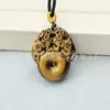 Colgante de Calavera de Ojo de Tigre Natural Pixiu para Hombres y Mujeres, Hebilla de Seguridad Buda Guanyin Colgante de Zorro Joyería