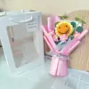 Dia dos Professores Transfronteiriço Flor Feita à Mão Girassol Sorridente Tricô de Lã Produto Acabado para Professores Dia dos Namorados Buquê Criativo