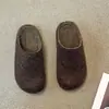 Encuentro de Primera Temporada Peluche Birkenstocks Mujer Otoño/Invierno Slip-on Exterior Punta Cerrada Medias Zapatillas Estilo Retro Coreano Versátil Mate