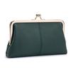 Bolso de mano largo con clip de moda simple de cuero genuino, nueva billetera de piel de vaca de primera capa, bolso de almacenamiento dorado con boca, gran capacidad
