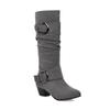 Botas de mujer botas de mujer punta redonda tacón alto grueso cuero cepillado botas de mujer botas de media pantorrilla hebilla de cinturón talla 40-43 zapatos de mujer X2301021