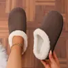 Comércio Exterior Estilo Retrô Chinelos de Pelo Meio Chinelos Fechados para Mulheres 2026 Novos Botas de Neve de Fundo Plano Sapatos Femininos