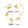 Pulseira de Flor de Trevo de Quatro Folhas Dourada Vietnamita Tendência Que Não Desbota por Muito Tempo, Joia de Imitação de Cobre, Colar de Borboleta de Alto Padrão Transfronteiriço para Mulheres