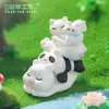 Micro-Paisaje Creativo Lindo Jenga Panda Durmiendo Foca Animal Accesorios de Decoración DIY Mini Adornos
