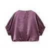 Atacado de Roupas Femininas Transfronteiriças Estilo Europeu e Americano Verão 2025 Novo Top de Cor Pura com Textura de Cetim de Seda Estilo Balão