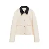 Moda Otoñal Nueva para Mujer Diseño Versátil Solapa Manga Larga Bloque de Color Chaqueta Abrigo de Trabajo