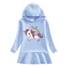 Unicornio Otoño Pony Niñas Vestido Sudadera con Capucha unicornio Dibujos Animados Bebé Invierno Falda de Algodón
