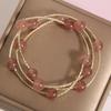 Pulseira de Cristal de Morango Feminina Design de Nicho Senso Multicamadas Pulseira de Cristal Rosa Pulseira Pulseira para Flor de Pêssego Atacado Pulseira Mori Online Pulseira Vermelha