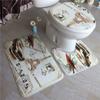 Nuevo Tapete para Inodoro con Estampado de Animales y Flores de Dibujos Animados 3D Tapete para Baño del Hogar Alfombra para Piso Juego de Tres Piezas