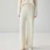 Pantalones de pierna ancha adelgazantes de cintura alta simples mezcla de cachemira al 35% para mujer, holgados, engrosados, tejido de lana de cuatro cabos, pantalones casuales