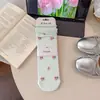 Calcetines Florales Pequeños para Mujer, Calcetines Transpirables de Malla Fina para Primavera y Verano, Algodón de Xinjiang, Estilo Coreano Calcetines Holgados Calados con Borde Enrollado