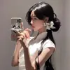 2025 Flor de Simulación de Principios de Primavera Pasador para el Cabello Estilo Puro Deseo Pasador de Orquídea Marina Estilo Festivo Clip Lateral para Fotografía Accesorios para el Cabello de Ambiente