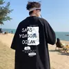 Camiseta de Algodón de Larga Duración para Hombre de Manga Corta Verano Adolescentes Estudiantes de Secundaria Marca de Moda Holgada Talla Grande Manga Tres Cuartos Estudiantes de Preparatoria