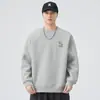 Sudadera de Cuello Redondo Shanggu Clothing para Hombre, Nueva Primavera Vintage de Manga Corta Bordada, Versátil Casual Estilo Pareja