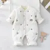 Mono acolchado para bebé de 120g, invierno, sin costuras, forro polar, engrosado, ropa de exterior, ropa de algodón a prueba de viento y cálida para recién nacidos, traje para gatear