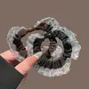Diadema scrunchie vintage con estampado de leopardo y flecos pequeños, banda elástica versátil para coleta, banda de goma de alta elasticidad, nuevo accesorio para el cabello para mujer