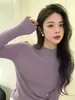 Otoño e Invierno Adelgazante Manga Larga Base de Punto Top Sentido del Diseño Nicho Cuello Medio Alto Ropa Interior Suéter para Mujer