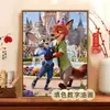 Zootopia Pintura al Óleo Digital DIY Colorear Personaje de Película Animada Judy Nick Pintura Decorativa Acrílica Hecha a Mano