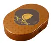 Caja Metálica Tradicional para Empaque de Pastel de Luna de Cinco Frutos y Yema de Huevo, Caja Metálica de Gran Capacidad con Tapa, Caja Metálica Ovalada para Alimentos