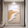 Pintura Decorativa de Textura Gruesa Pintada Puramente a Mano Blanco y Negro Gris Pintura de Olas de Alta Gama Entrada de Sala de Estar Relieve Estéreo Pintura Colgante Grande