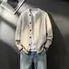 Conjunto tipo marido jaqueta cardigã de tricô americana masculina toque de alta qualidade outono e inverno estilo preguiçoso old money suéter retrô