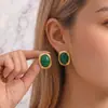 Pendientes Ovalados de Acero Inoxidable con Patrón Irregular de Nácar Transfronterizos Dorados de 18K No se Desvanecen Pendientes y Accesorios de Moda