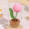 Regalo del Día del Maestro: Ramo de Flores de Hilo de Rosa, Planta en Maceta de Girasol Hecha a Mano para Maestros
