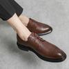Zapatos Brogue de Cuero Transfronterizos para Hombre en Verano Transpirables Estilo Coreano Business Casual Calado Traje Padrinos de Boda Zapatos de Novio para Boda
