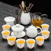 2026 Nuevo Modelo Porcelana de Jade Grasa de Oveja Juego de Té Kung Fu para Uso Doméstico, Incluye Gaiwan, Taza de Té y Mesa de Té, Juego de Tres Piezas